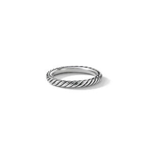 David Yurman Classic Cable Stacking Band Ring Sterling Silver 3mm Size 8 w Pouch